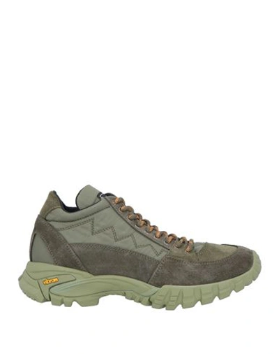 Shop Diemme Man Sneakers Military Green Size 7 Soft Leather, Textile Fibers
