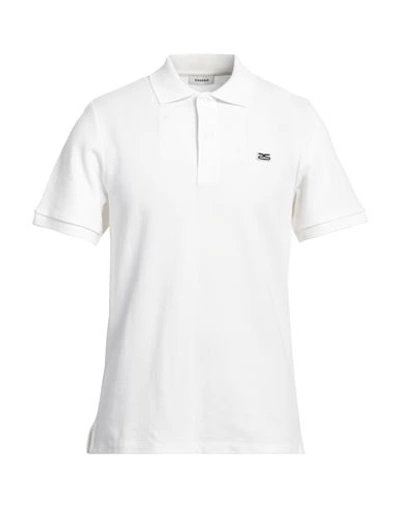 Shop Sandro Man Polo Shirt Off White Size M Cotton, Elastane, Polyester