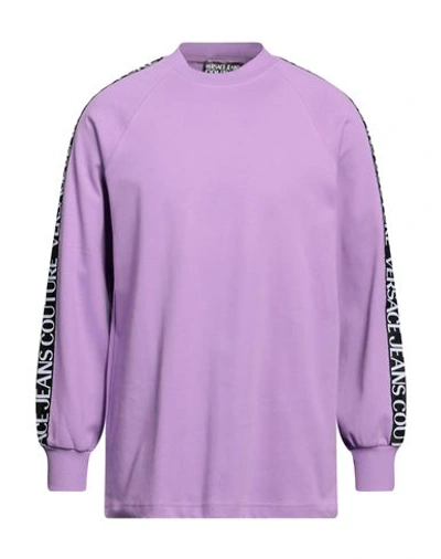 Shop Versace Jeans Couture Man Sweatshirt Purple Size Xxs Cotton, Elastane