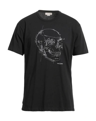 Shop Alexander Mcqueen Man T-shirt Black Size L Cotton, Elastane