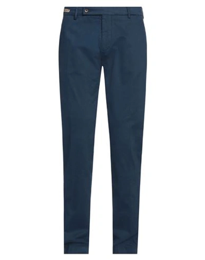 Shop Berwich Man Pants Navy Blue Size 38 Cotton, Elastane
