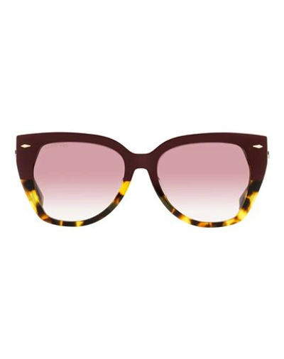 Shop Longines Butterfly Lg0016h Sunglasses Woman Sunglasses Brown Size 55 Acetate