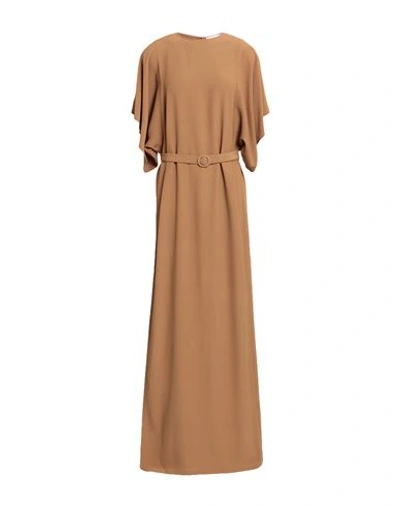 Shop Erika Cavallini Woman Maxi Dress Camel Size 4 Viscose, Acetate In Beige