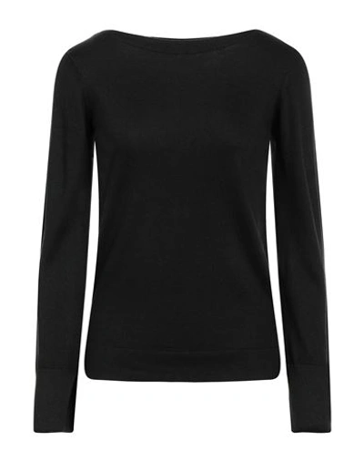 Alpha Studio Woman Sweater Black Size 12 Cotton, Viscose In Black