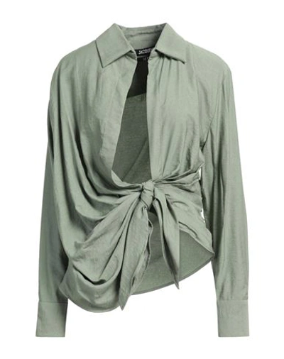 Shop Jacquemus Woman Shirt Sage Green Size 6 Viscose, Polyamide