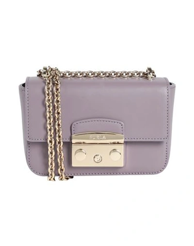 Shop Furla Metropolis Mini Crossbody Woman Shoulder Bag Mauve Size - Leather In Purple