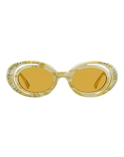 Shop Marni Oval Zion Canyon Sunglasses Woman Sunglasses Cream Size 51 Acetate In White