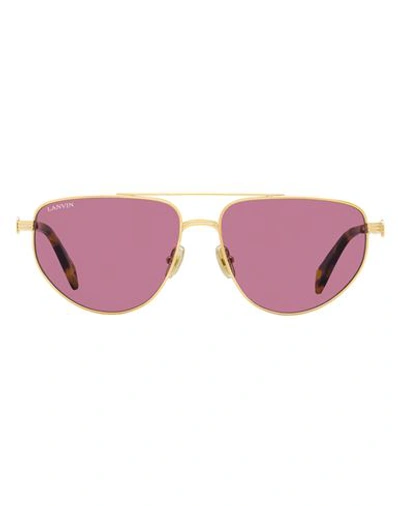 Shop Lanvin Modified Avaitor Lnv105s Sunglasses Sunglasses Gold Size 58 Metal, Acetate