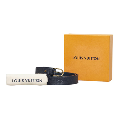 Pre-Owned Louis Vuitton Blue Leather Lv Belt ($485) ❤ liked on Polyvore  featuring accessories, belts, blue, louis …