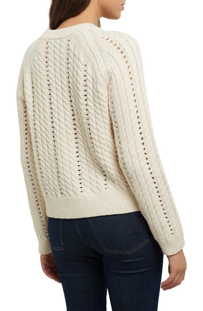 Shop Derek Lam 10 Crosby Atiana Side Lace-up Wool Cable Sweater In Ivory