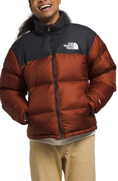 Shop The North Face 1996 Retro Nuptse 700 Fill Power Down Packable Jacket In Brandy Brown/ Tnf Black