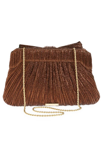 Loeffler Randall Rayne Small Pleated Bow Frame Clutch In Mocha