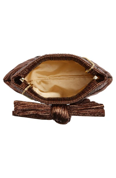 Loeffler Randall Rayne Small Pleated Bow Frame Clutch In Mocha