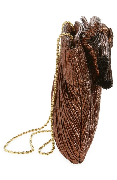 Loeffler Randall Rayne Small Pleated Bow Frame Clutch In Mocha