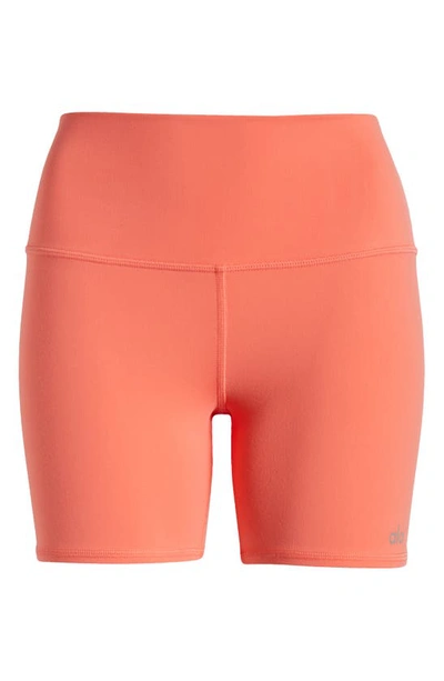 Shop Alo Yoga Airbrush High Waist Bike Shorts In Candy Orange