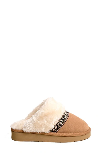 Minnetonka Corie Faux Fur Scuff Slipper In Cinnamon