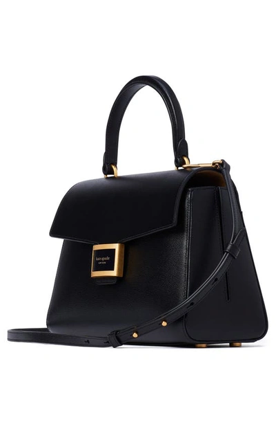 Shop Kate Spade Medium Katy Textured Leather Top Handle Bag In Black