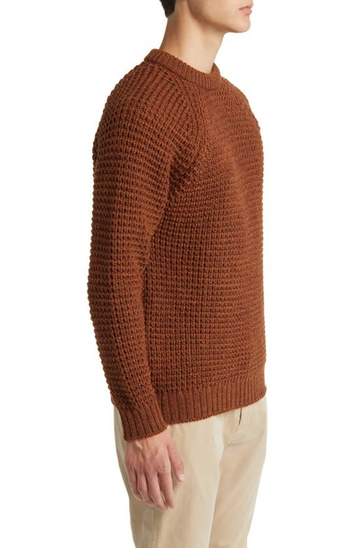 Shop Peregrine Waffle Stitch Wool Crewneck Sweater In Cinnamon