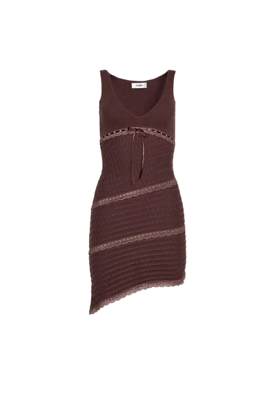 Shop Danielle Guizio Ny Blossom Knit Dress In Chocolate Brown