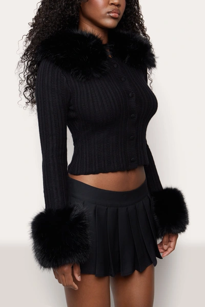 Shop Danielle Guizio Ny Heart Pointelle Knit Cardigan In Black
