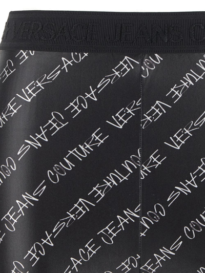 Shop Versace Jeans Couture Logo Print Leggings In Black