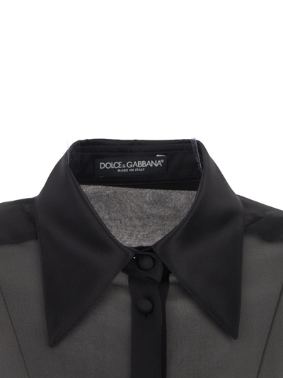 Shop Dolce & Gabbana Satin Collar Shirt In Black