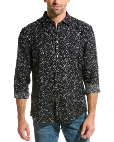 Shop John Varvatos Slim Fit Linen-blend Shirt In Grey