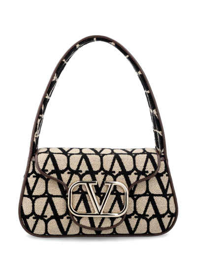 Shop Valentino Vlogo Signature Foldover Top Tote Bag In Beige