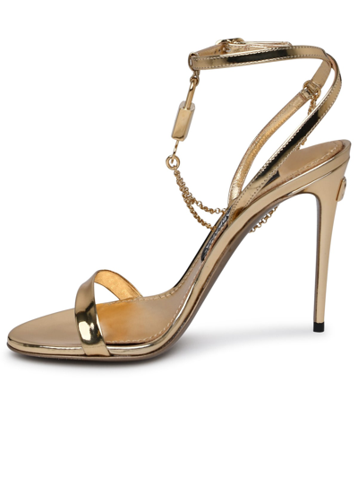 Shop Dolce & Gabbana Gold Leather Sandals