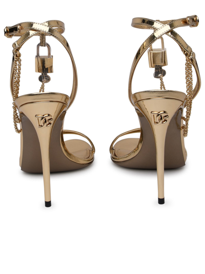 Shop Dolce & Gabbana Gold Leather Sandals