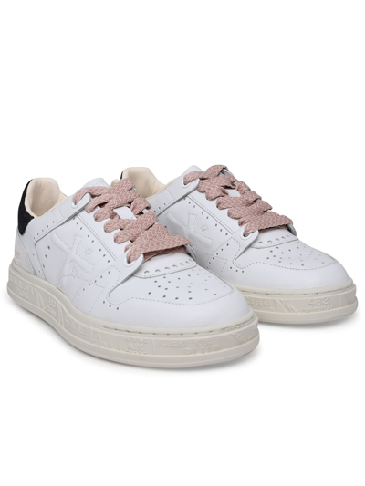Shop Premiata Quinnd White Leather Sneakers