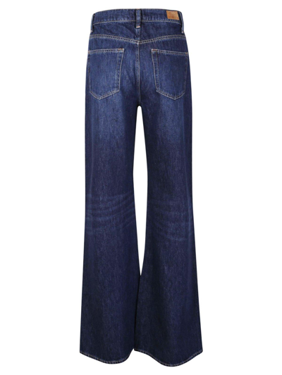Shop Ralph Lauren Whiskered-effect Wide-leg Jeans In Denim Blue