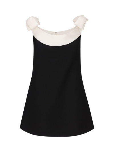 Shop Valentino Zip Detailed Sleeveless Dress In Nero/avorio