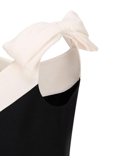 Shop Valentino Zip Detailed Sleeveless Dress In Nero/avorio