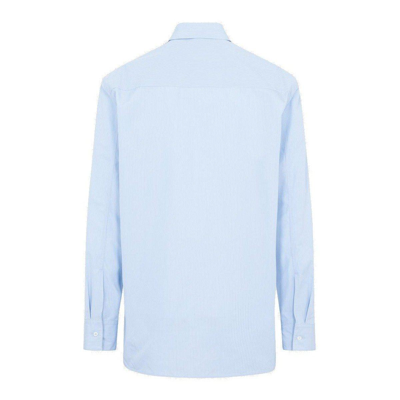 Shop Jil Sander Logo Embroidered Long-sleeved Shirt In Azzurro