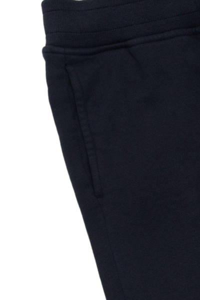 Shop Stone Island Junior Logo Patch Trousers In Navy Blue