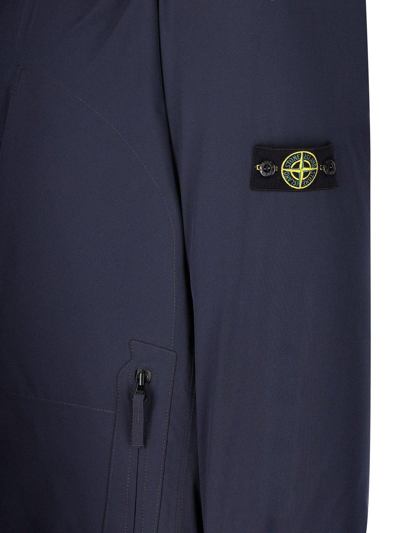 Shop Stone Island Junior Logo Patch Hooded Down Coat In Navy Blue