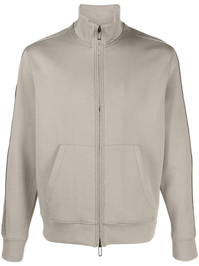 Shop Emporio Armani Cotton Zipped Sweatshirt In Grey
