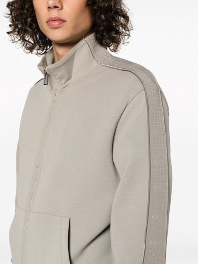 Shop Emporio Armani Cotton Zipped Sweatshirt In Grey