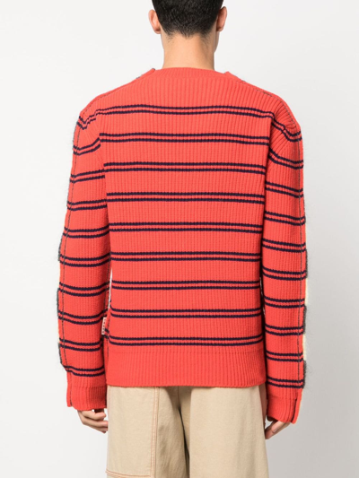 Shop Marni Striped Sweater In Beige