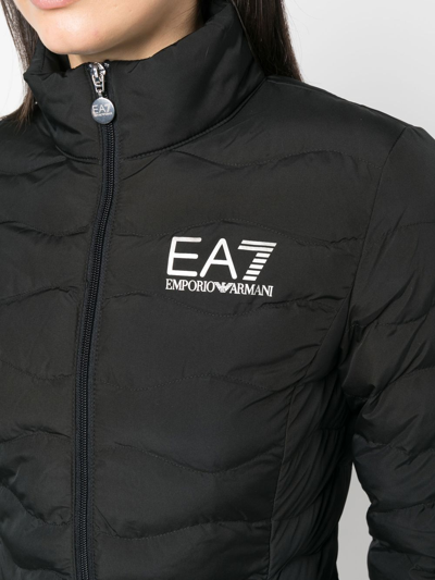 Ea7 Logo Down Jacket In Black