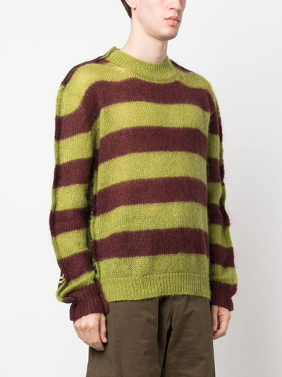Shop Marni Striped Sweater In Green