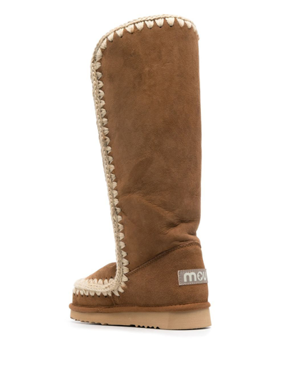 Shop Mou Eskimo 40 Suede Boots In Brown