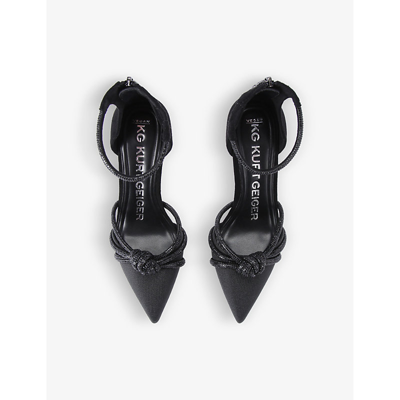 Shop Kg Kurt Geiger Womens Black Ava Knot-embellished Faux-leather Heeled Sandals