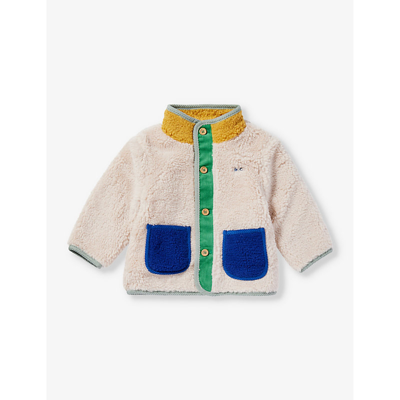 Shop Bobo Choses Colour-block Borg Recycled-polyester Jacket 12-24 Months In Beige