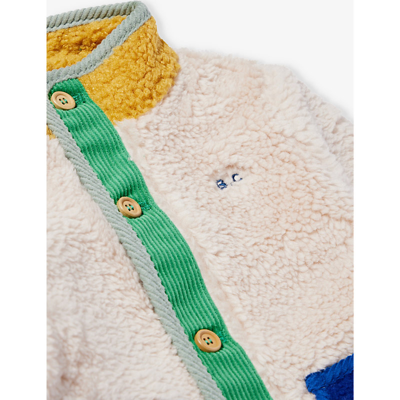 Shop Bobo Choses Colour-block Borg Recycled-polyester Jacket 12-24 Months In Beige