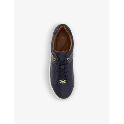 Shop Dune Women's Navy-synthetic Elodie Faux-leather Low-top Trainers