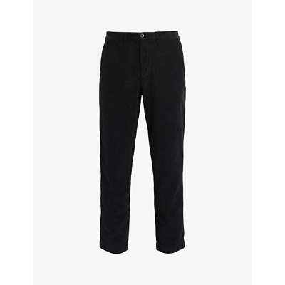 Shop Allsaints Mens Black Sleid Regular-fit Straight-leg Organic-cotton Trousers