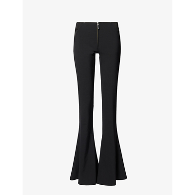 Shop Jean Paul Gaultier Women's Black X Knwls Flared Low-rise Stretch-woven Trousers