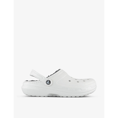Shop Crocs Men's White Grey Classic Shearling Lined Rubber Clogs
